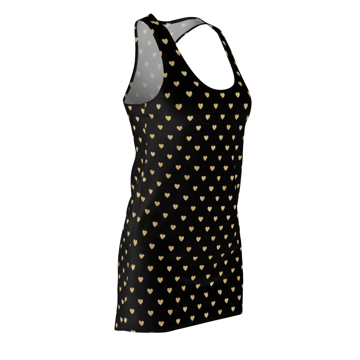 Black and Gold Heart Women's Cut & Sew Racerback Dress