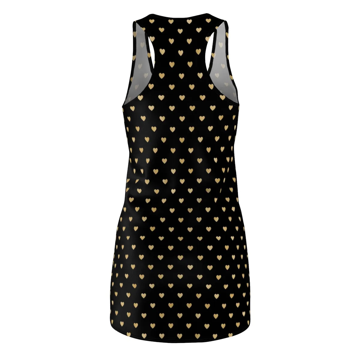 Black and Gold Heart Women's Cut & Sew Racerback Dress