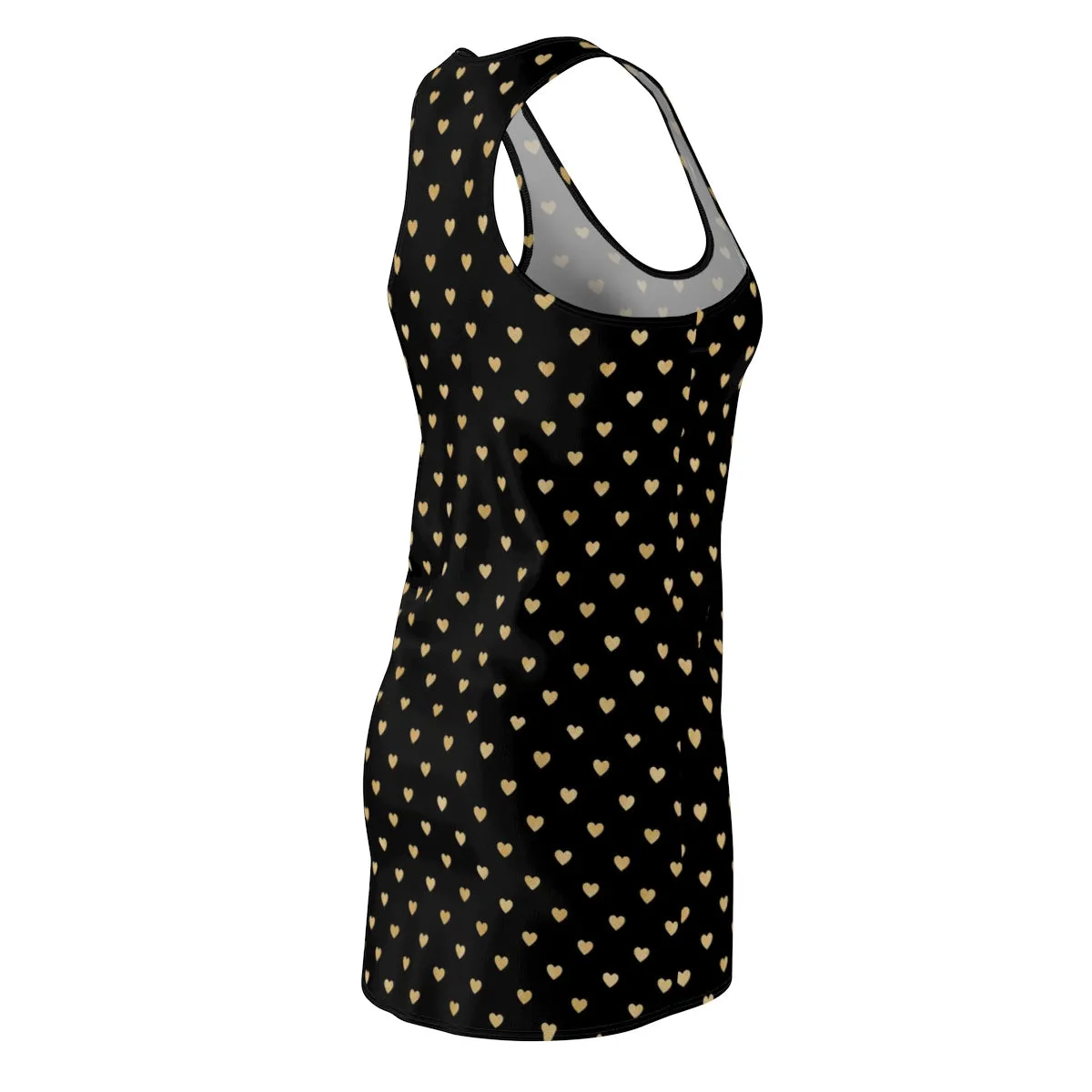 Black and Gold Heart Women's Cut & Sew Racerback Dress