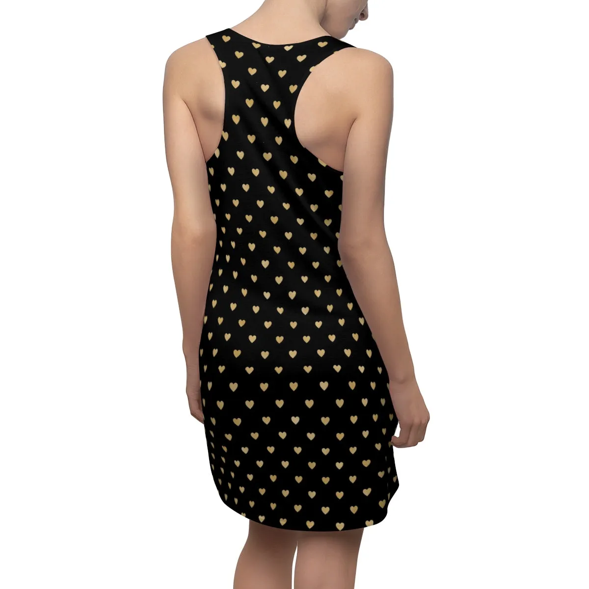 Black and Gold Heart Women's Cut & Sew Racerback Dress