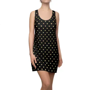 Black and Gold Heart Women's Cut & Sew Racerback Dress