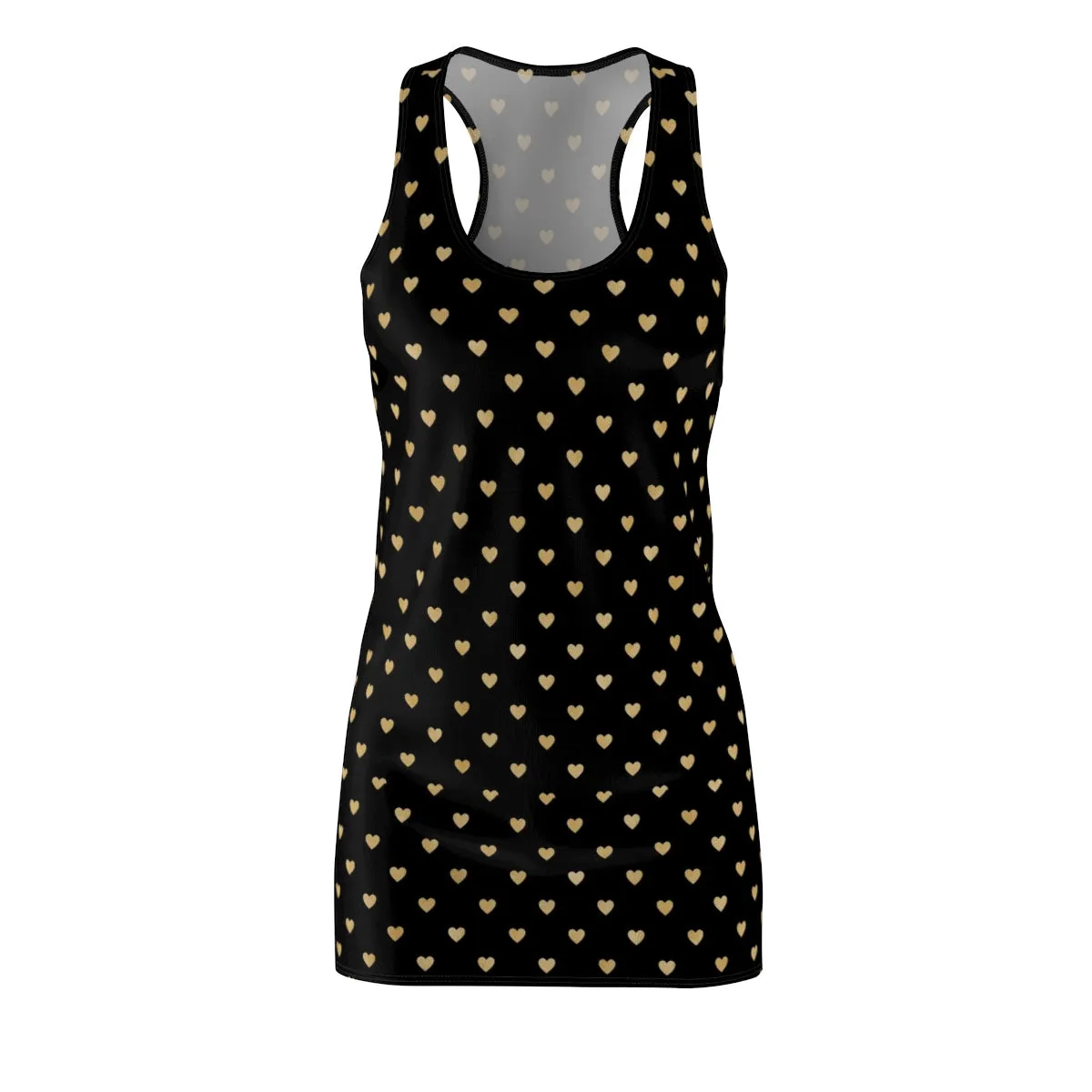 Black and Gold Heart Women's Cut & Sew Racerback Dress