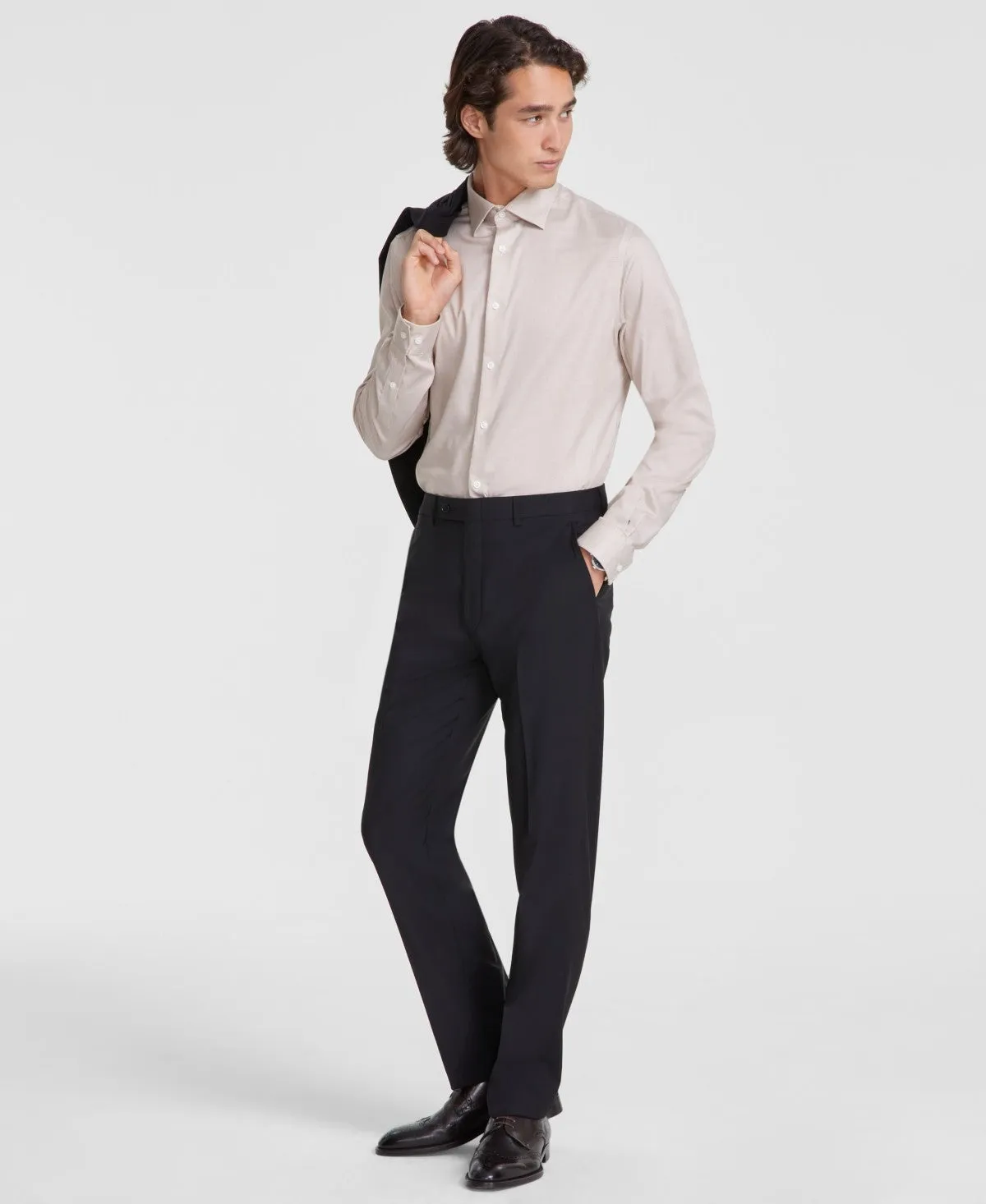 Calvin Klein Mens Slim fit Dress Pants 30 / 32 Black Solid Stretch