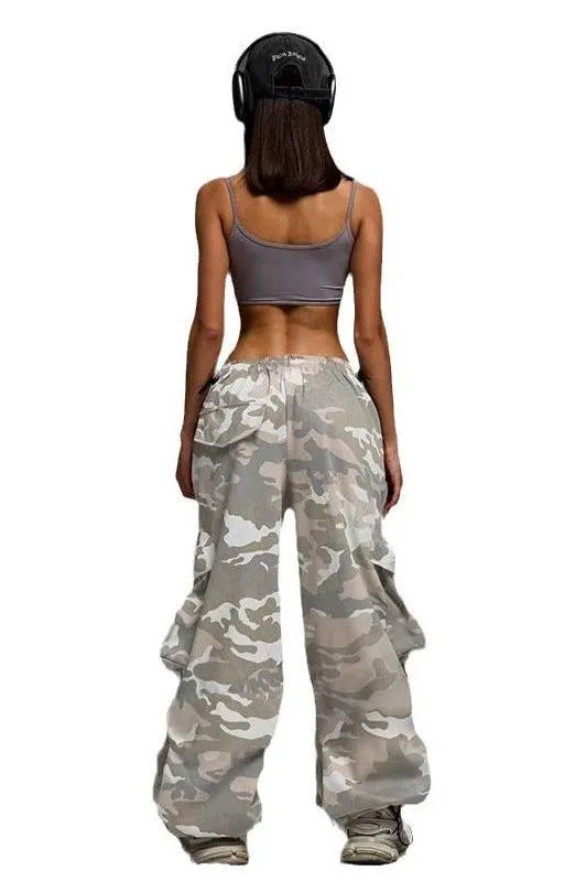 camouflage loose straight pants