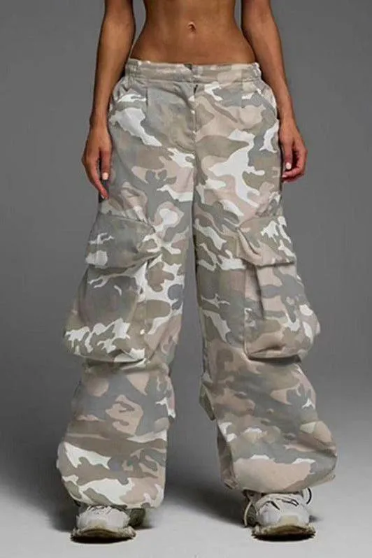camouflage loose straight pants