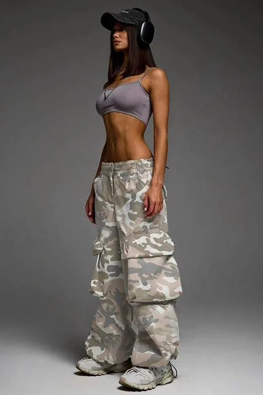camouflage loose straight pants