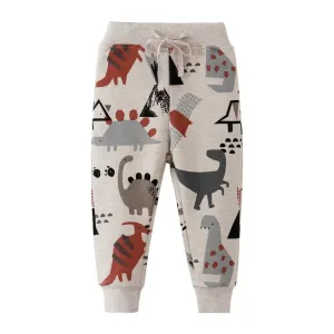 Cartoon Dinosaurs Printed Children's Cotton Sweatpants