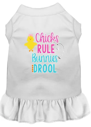 Chicks Rule Screen Print Dog Dress White Xs (8)