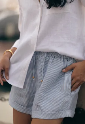 Classic Linen Shorts in Pinstripe