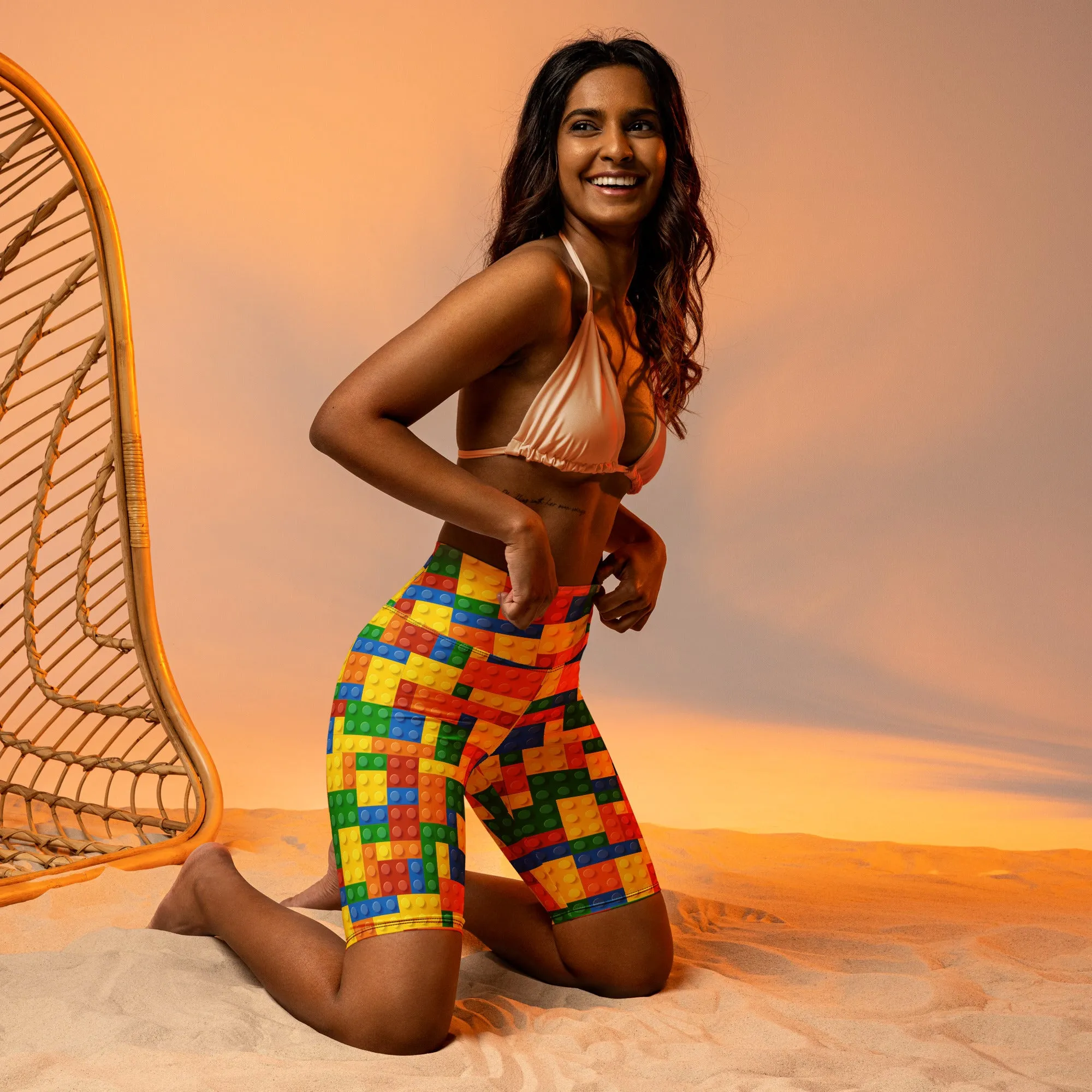 Colorful Blocks Biker Shorts