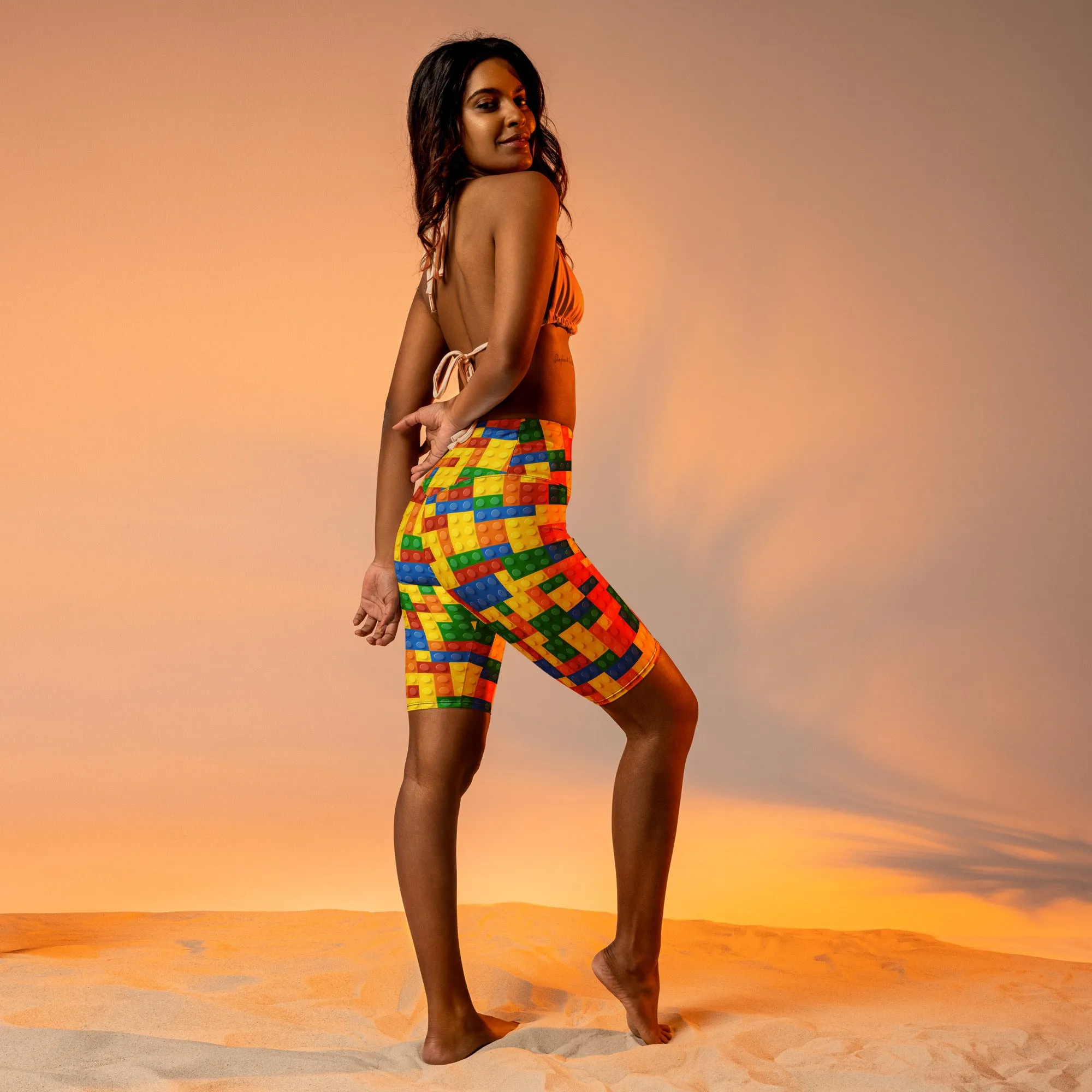 Colorful Blocks Biker Shorts