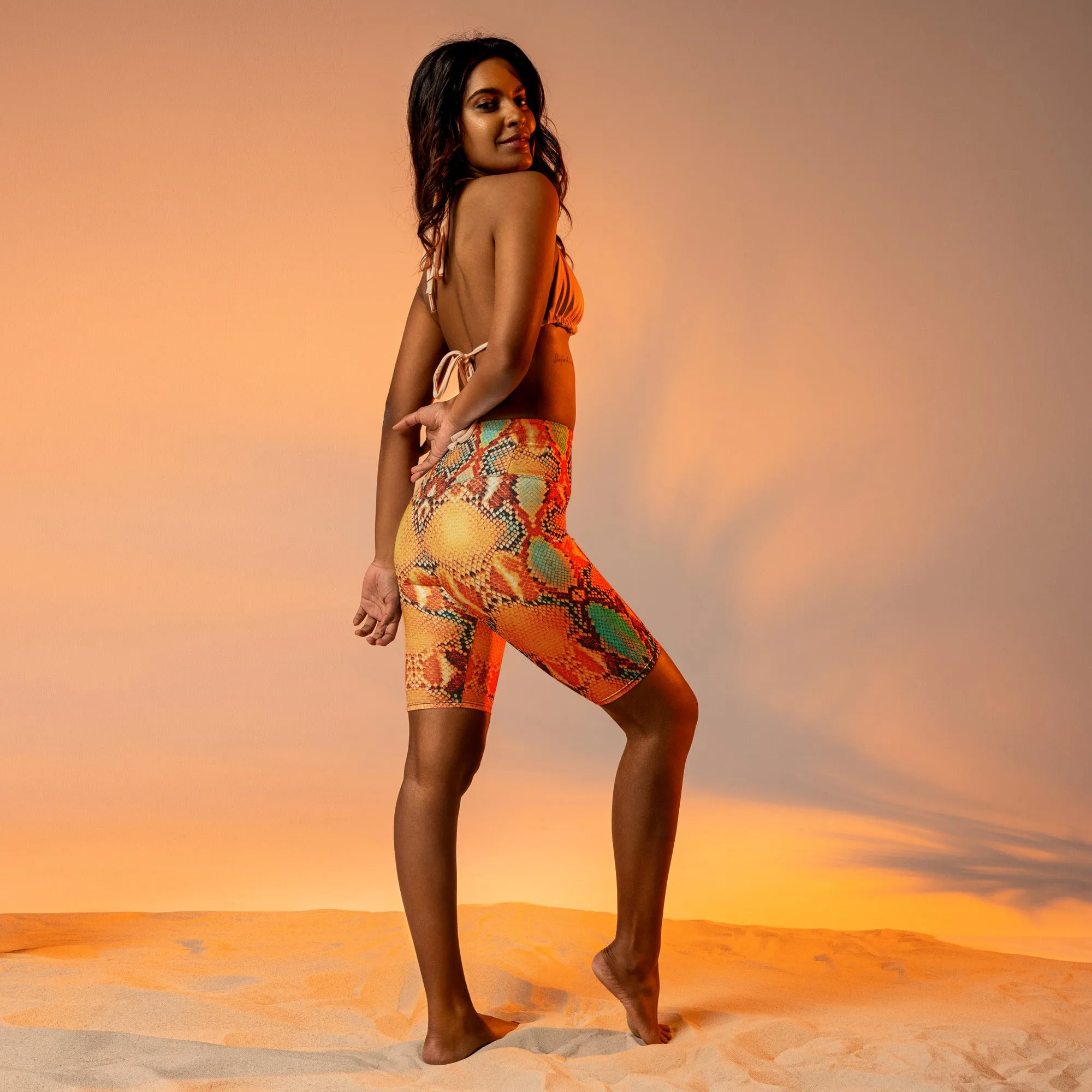 Colorful Snake Pattern Biker Shorts