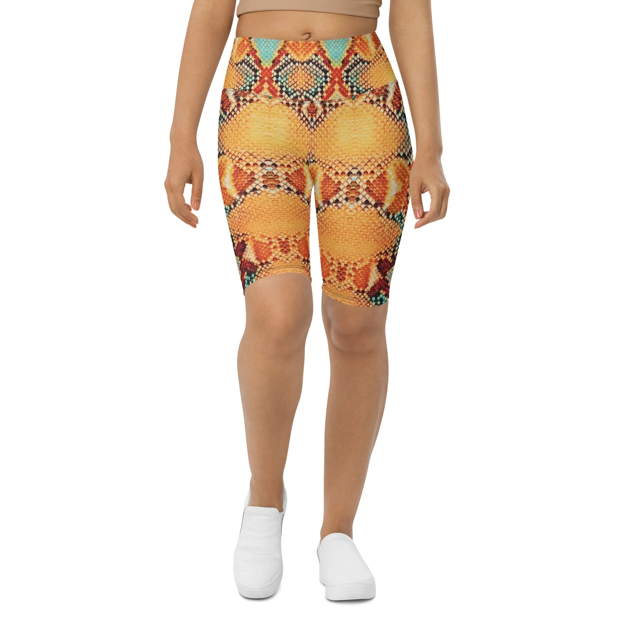 Colorful Snake Pattern Biker Shorts