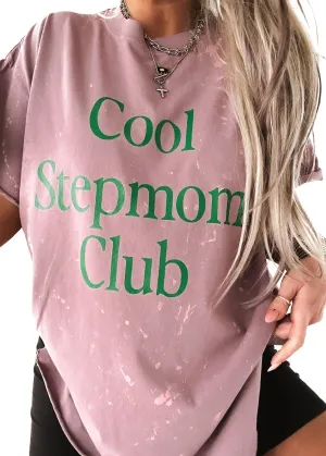 COOL STEPMOMS CLUB BLEACHED OUT SIDE SLIT TEE