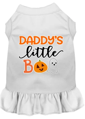 Daddy's Little Boo Screen Print Dog Dress White 4x