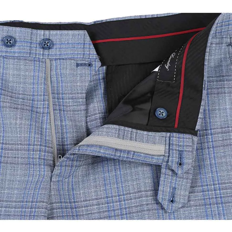 English Laundry 2-Piece Light Gray with Blue Check Slim Fit Suit Wool Blend