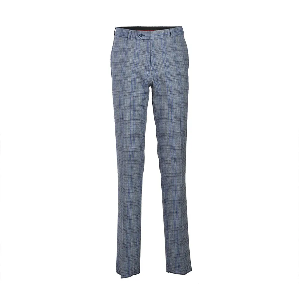 English Laundry 2-Piece Light Gray with Blue Check Slim Fit Suit Wool Blend
