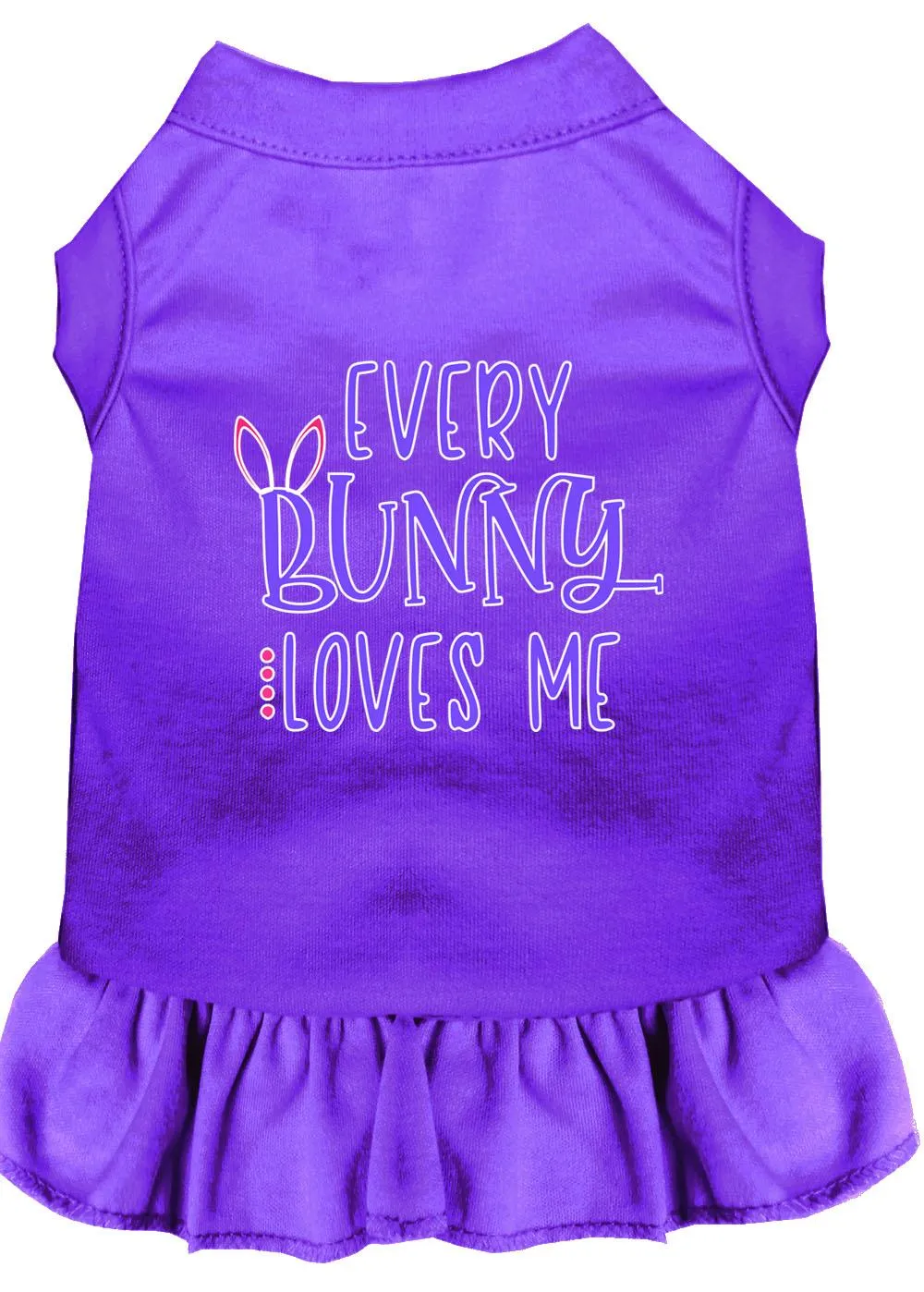 Every Bunny Loves Me Screen Print Dog Dress Purple 4x (22)