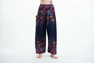 Floral Unisex Harem Pants in Blue