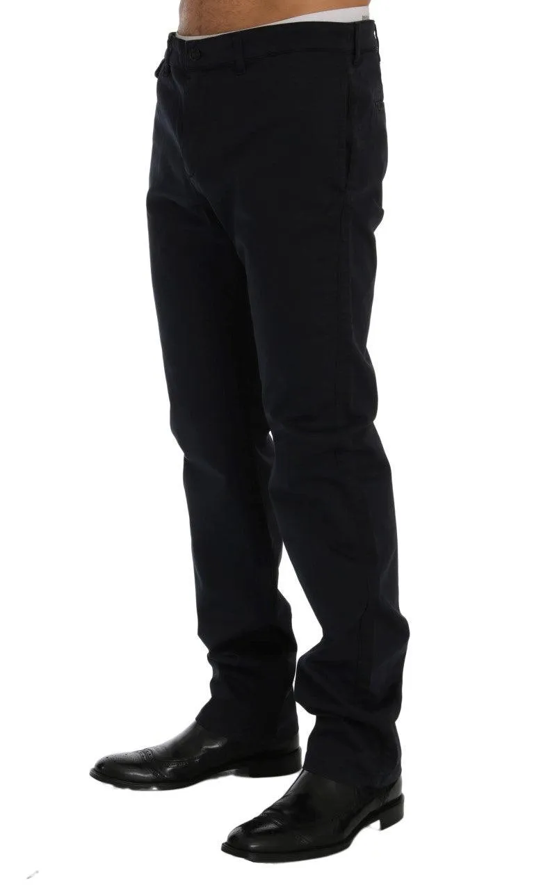 GF Ferre Sleek Blue Cotton Stretch Pants for Herre