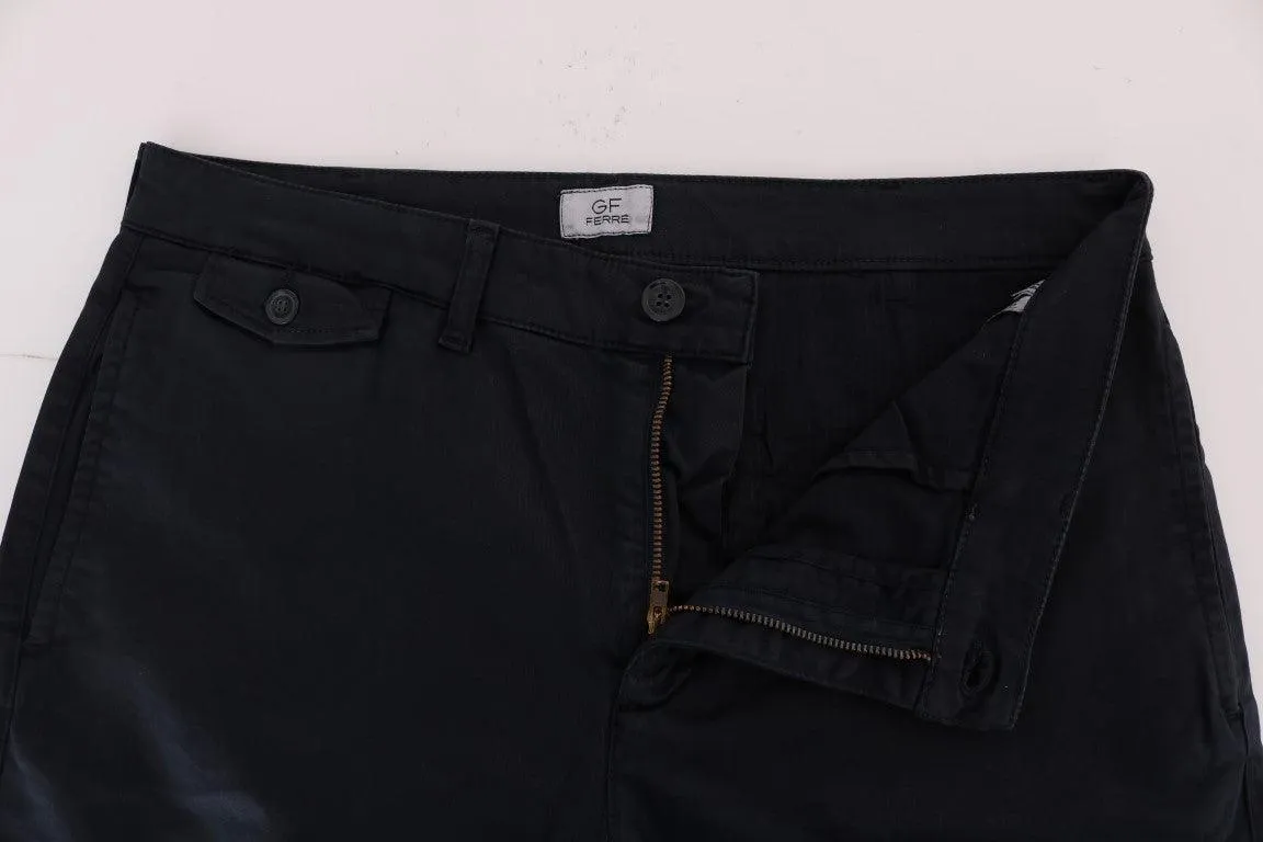 GF Ferre Sleek Blue Cotton Stretch Pants for Herre
