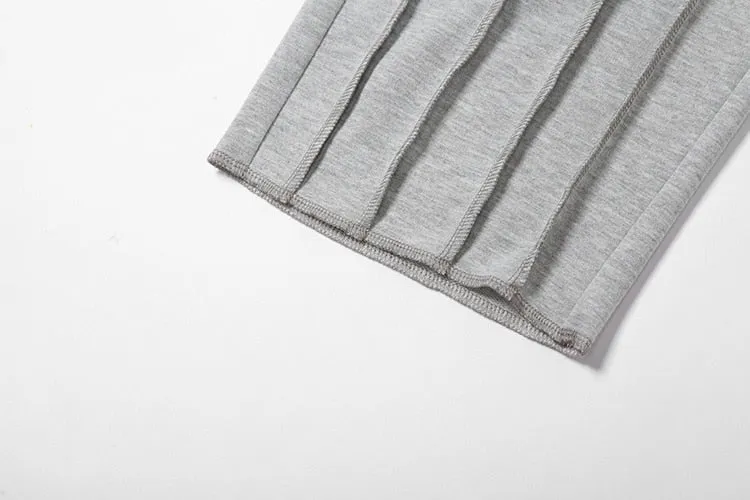 Gray Pleated Loose Pants