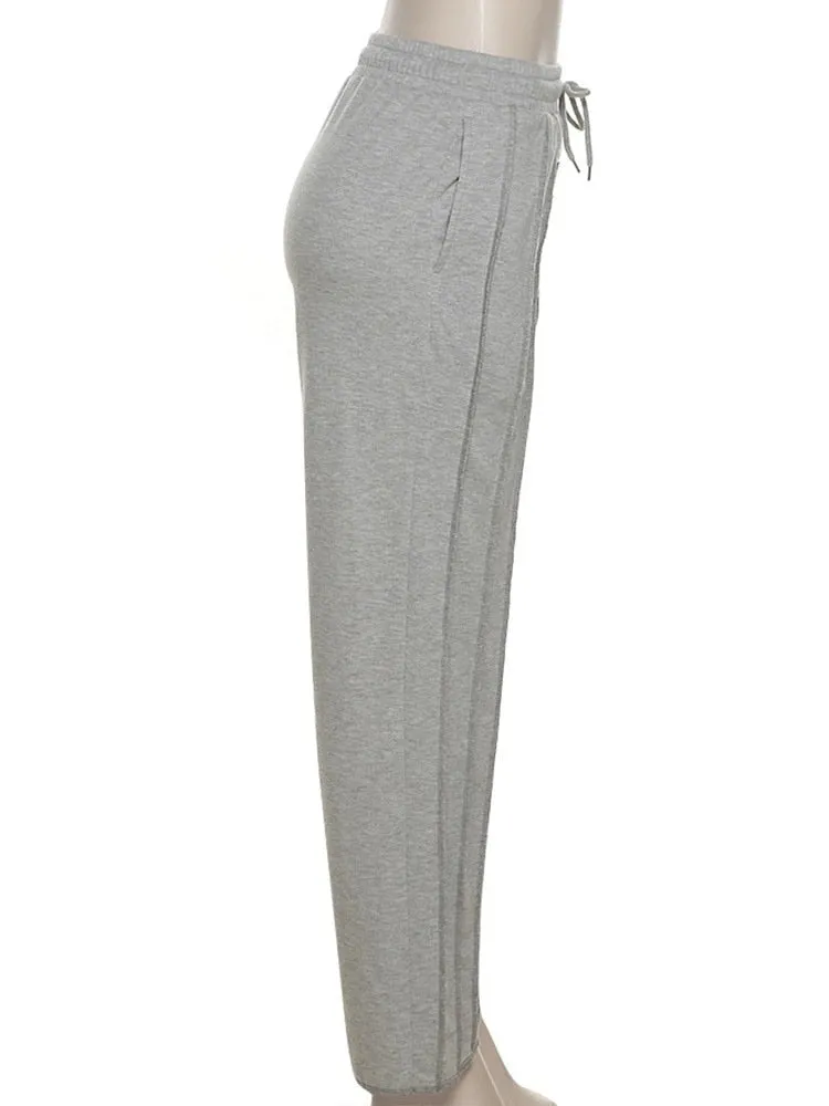Gray Pleated Loose Pants