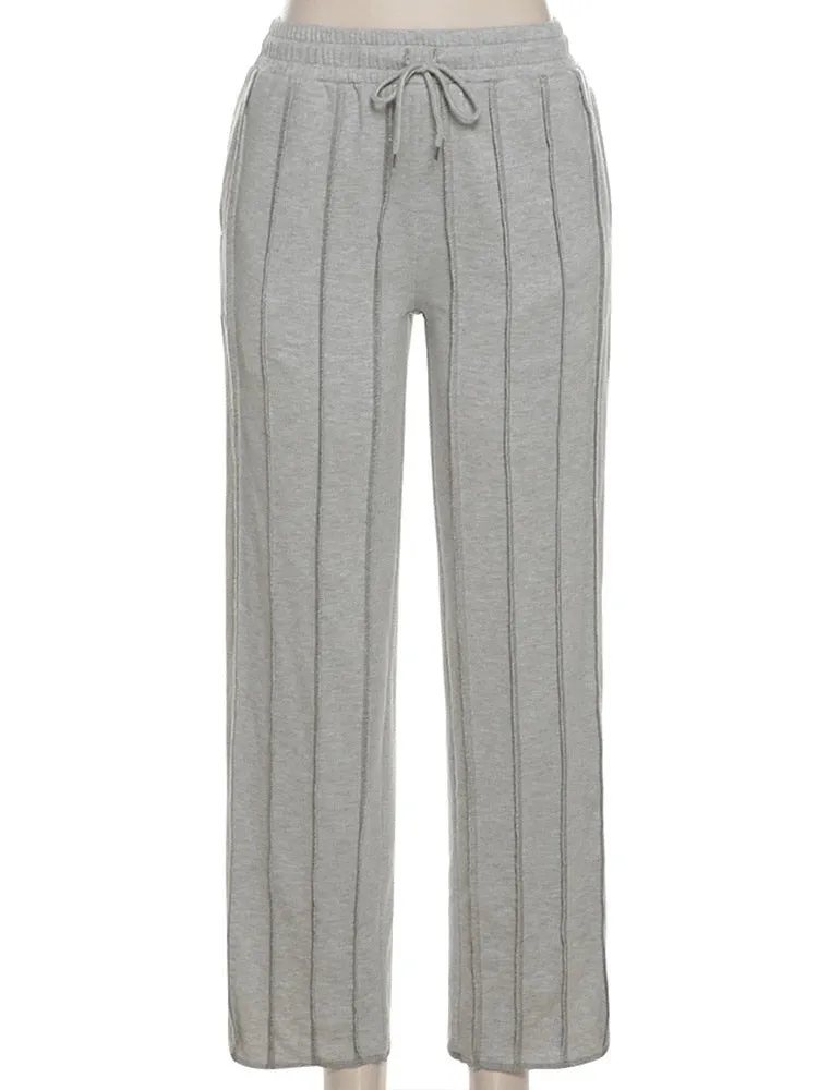 Gray Pleated Loose Pants
