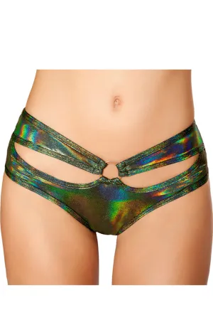 Green Cutout Shorts with O-Ring