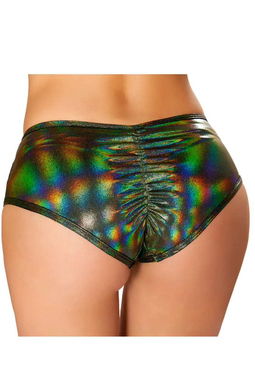 Green Cutout Shorts with O-Ring