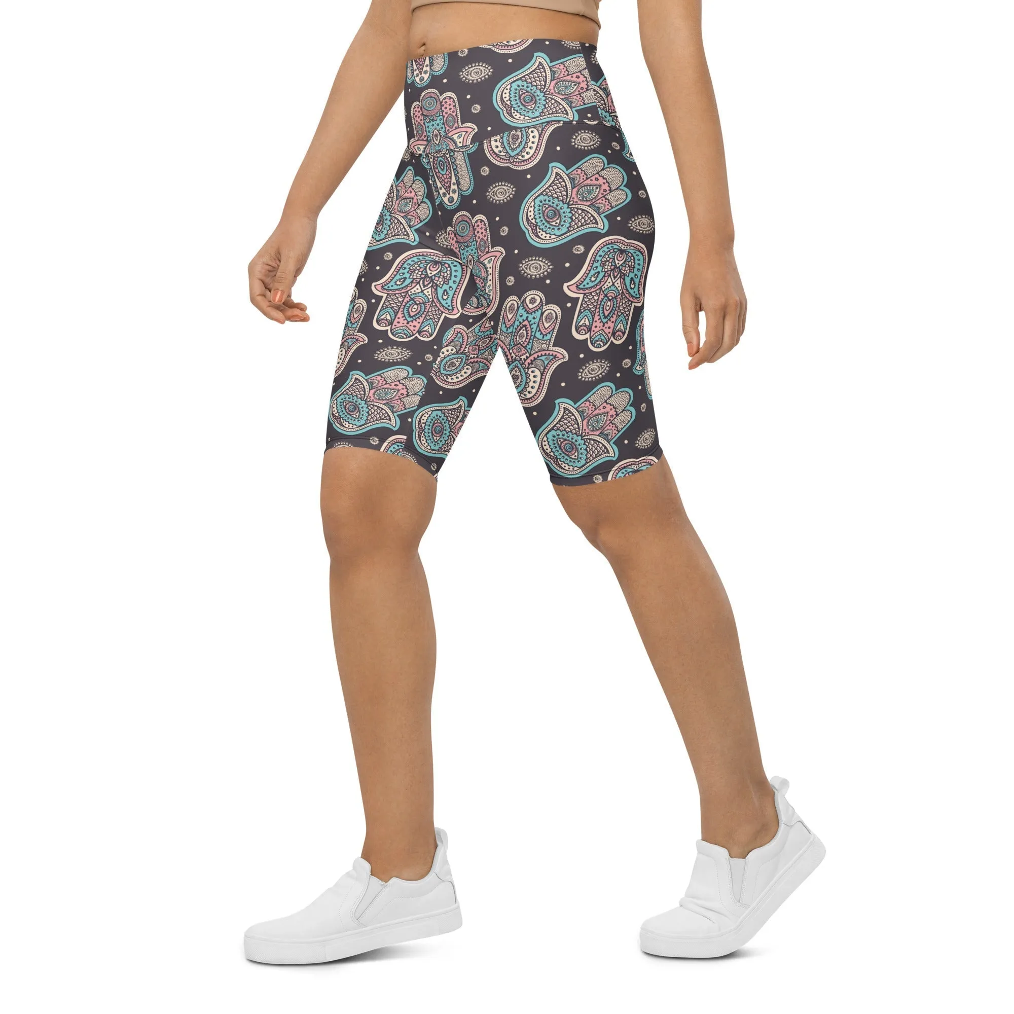 Hand Drawn Hamsa Biker Shorts