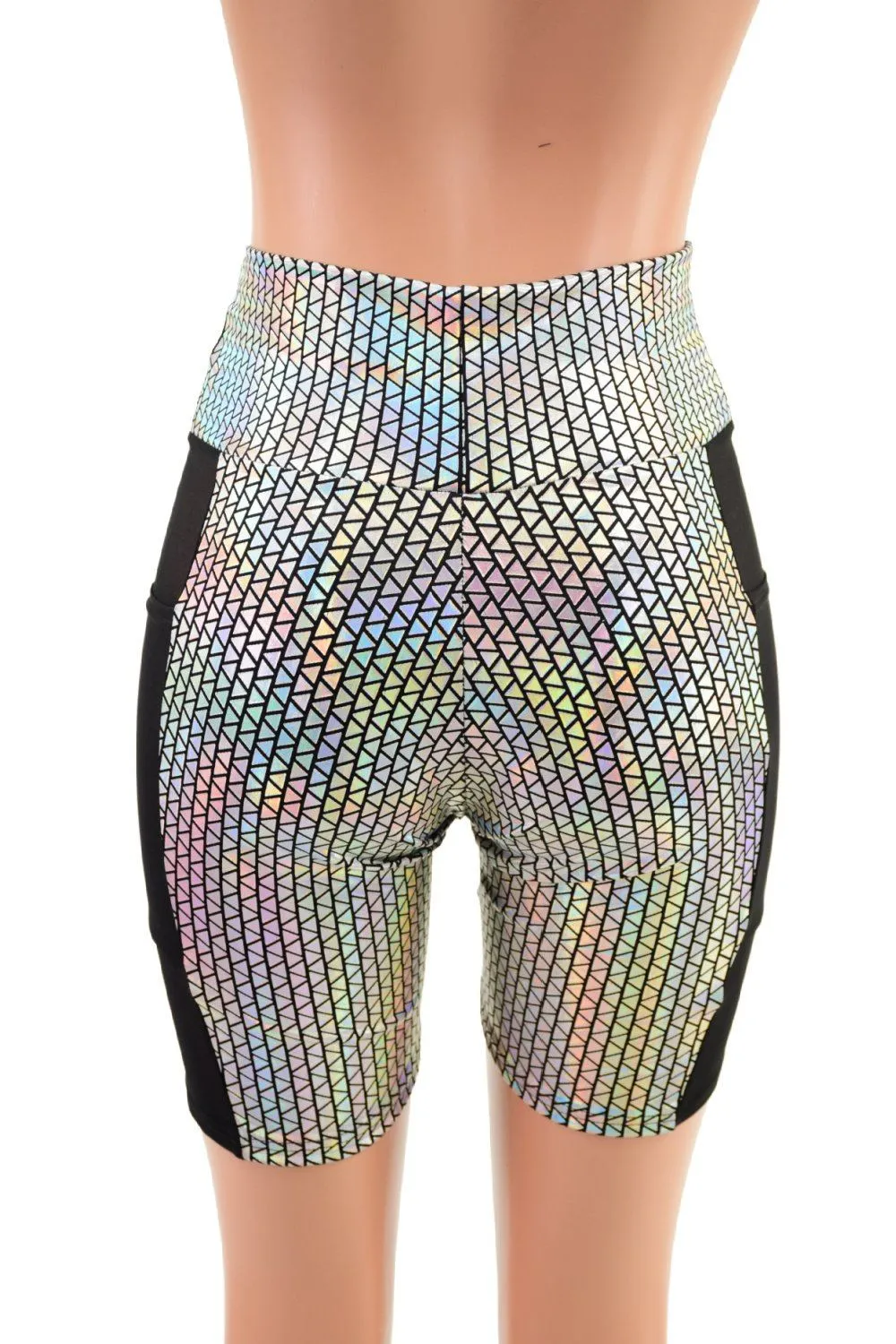 High Waist Bike Shorts with Side Panel Pocket