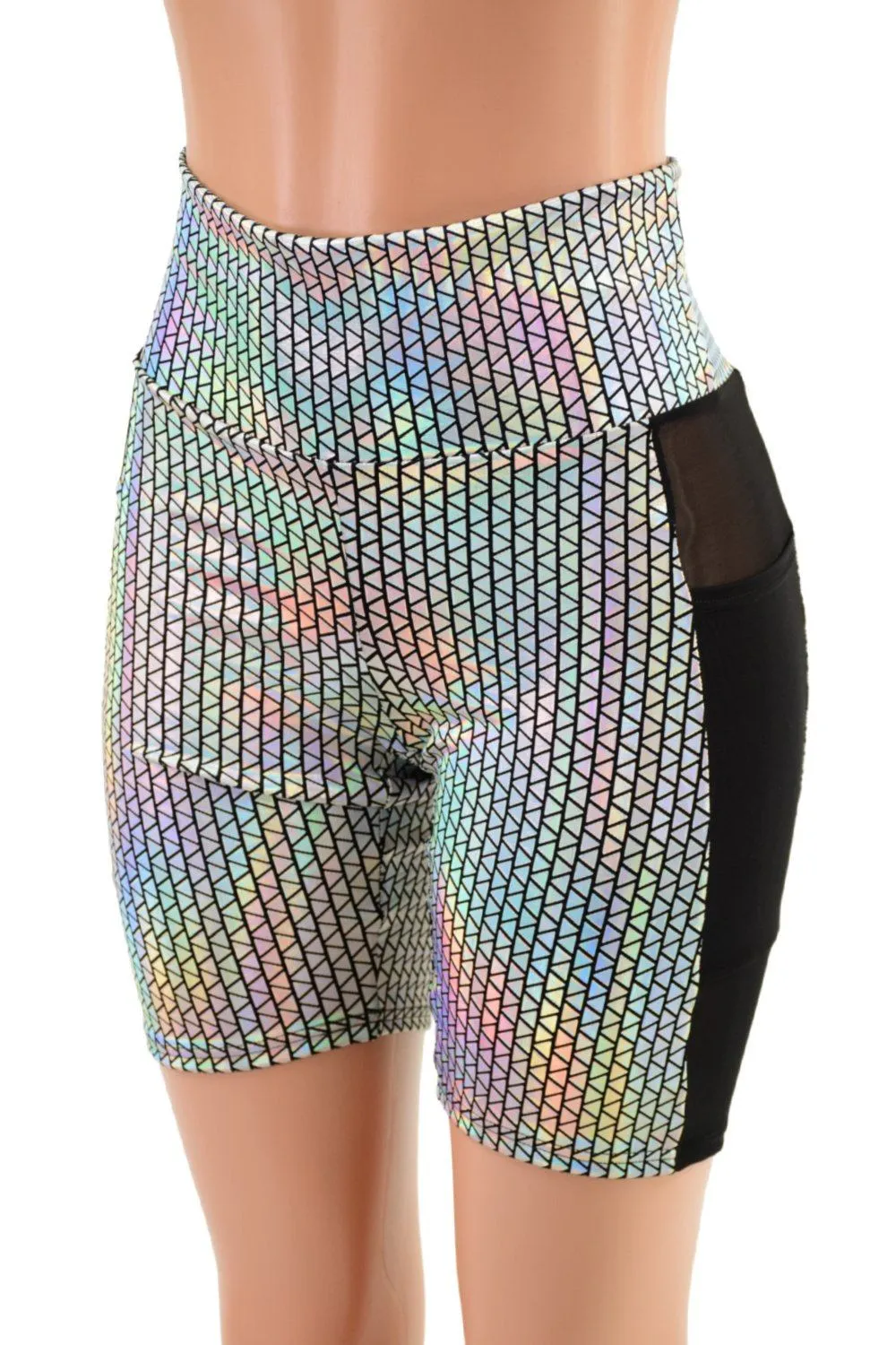 High Waist Bike Shorts with Side Panel Pocket