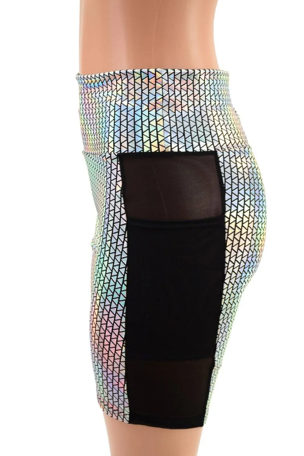 High Waist Bike Shorts with Side Panel Pocket