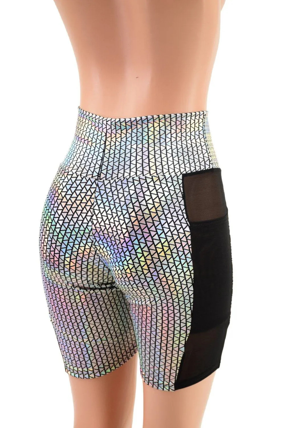 High Waist Bike Shorts with Side Panel Pocket