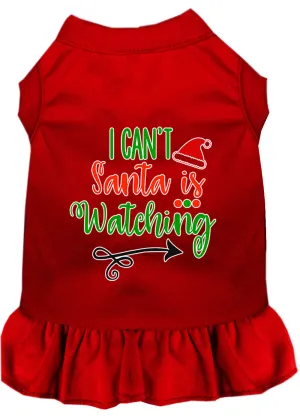 I Can't, Santa Is Watching Screen Print Dog Dress Red Lg