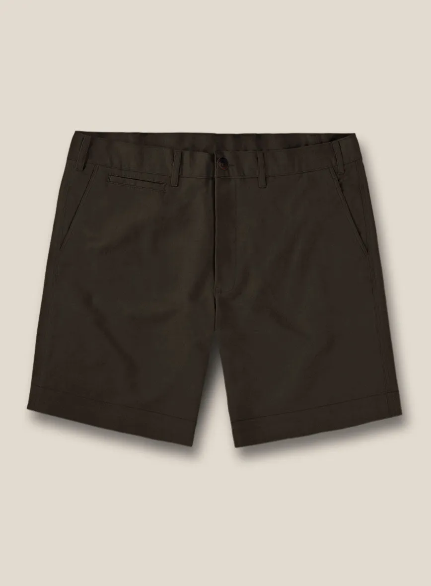 Italian Mocha Brown Cotton Stretch Shorts