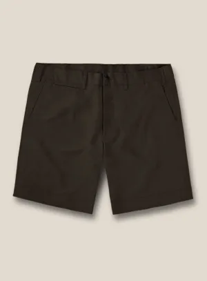 Italian Mocha Brown Cotton Stretch Shorts