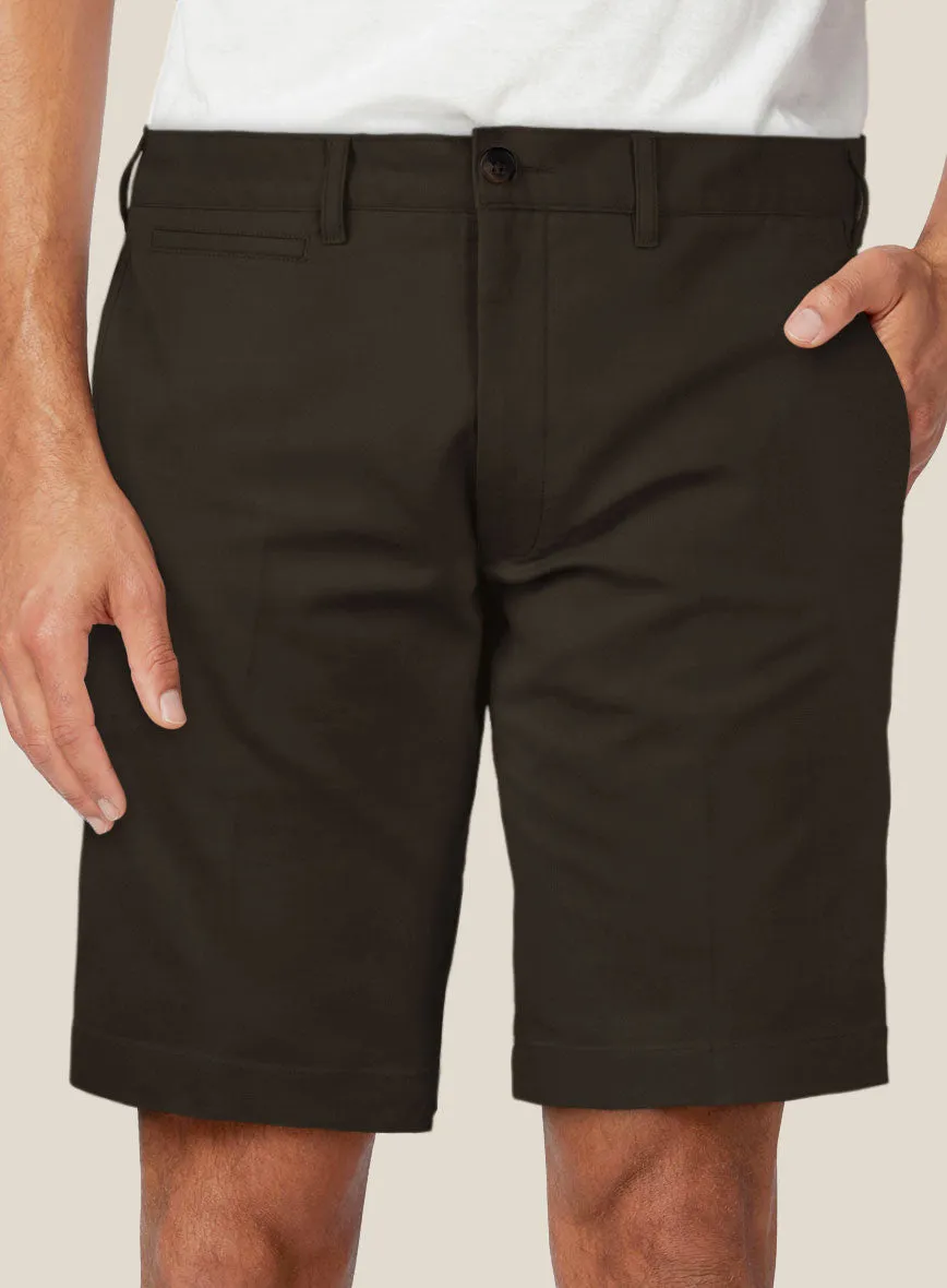 Italian Mocha Brown Cotton Stretch Shorts