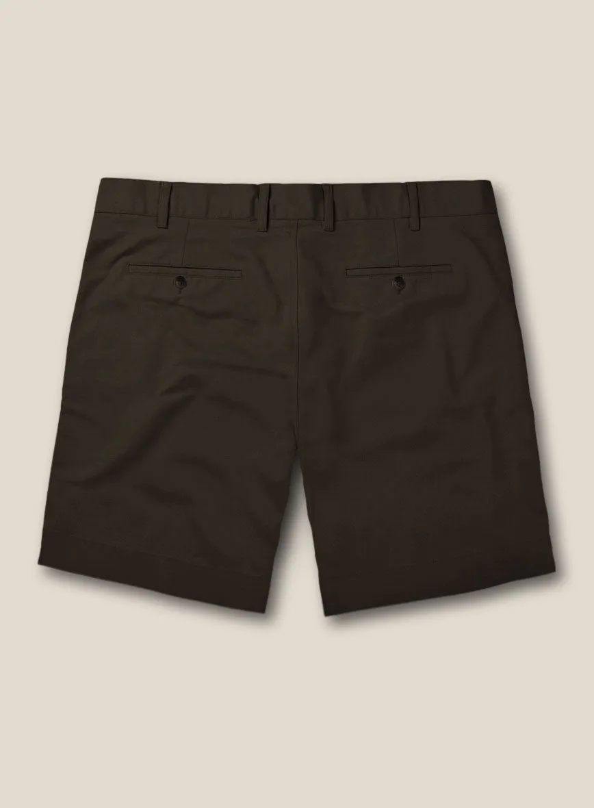 Italian Mocha Brown Cotton Stretch Shorts