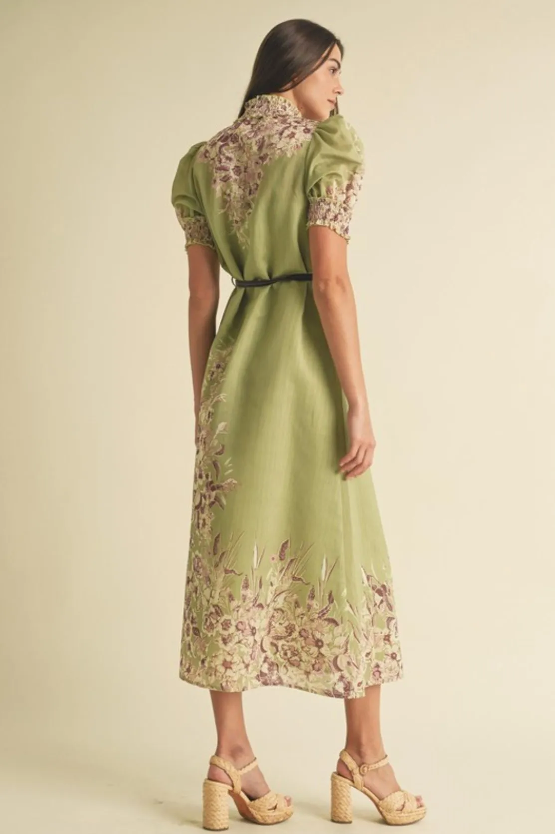 Jackie leather-trimmed floral maxi dress