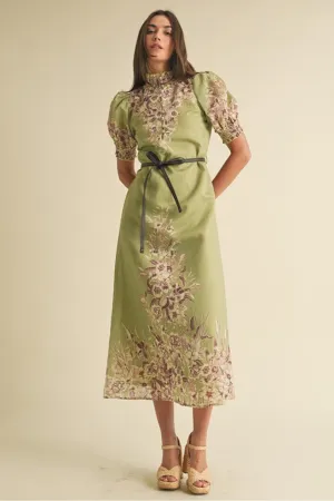 Jackie leather-trimmed floral maxi dress