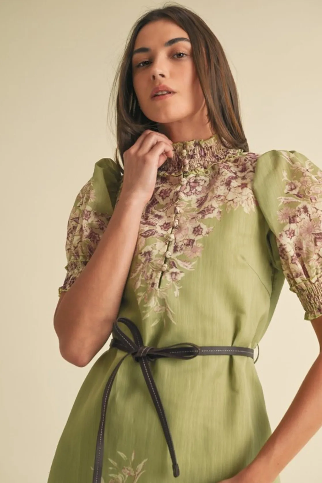 Jackie leather-trimmed floral maxi dress