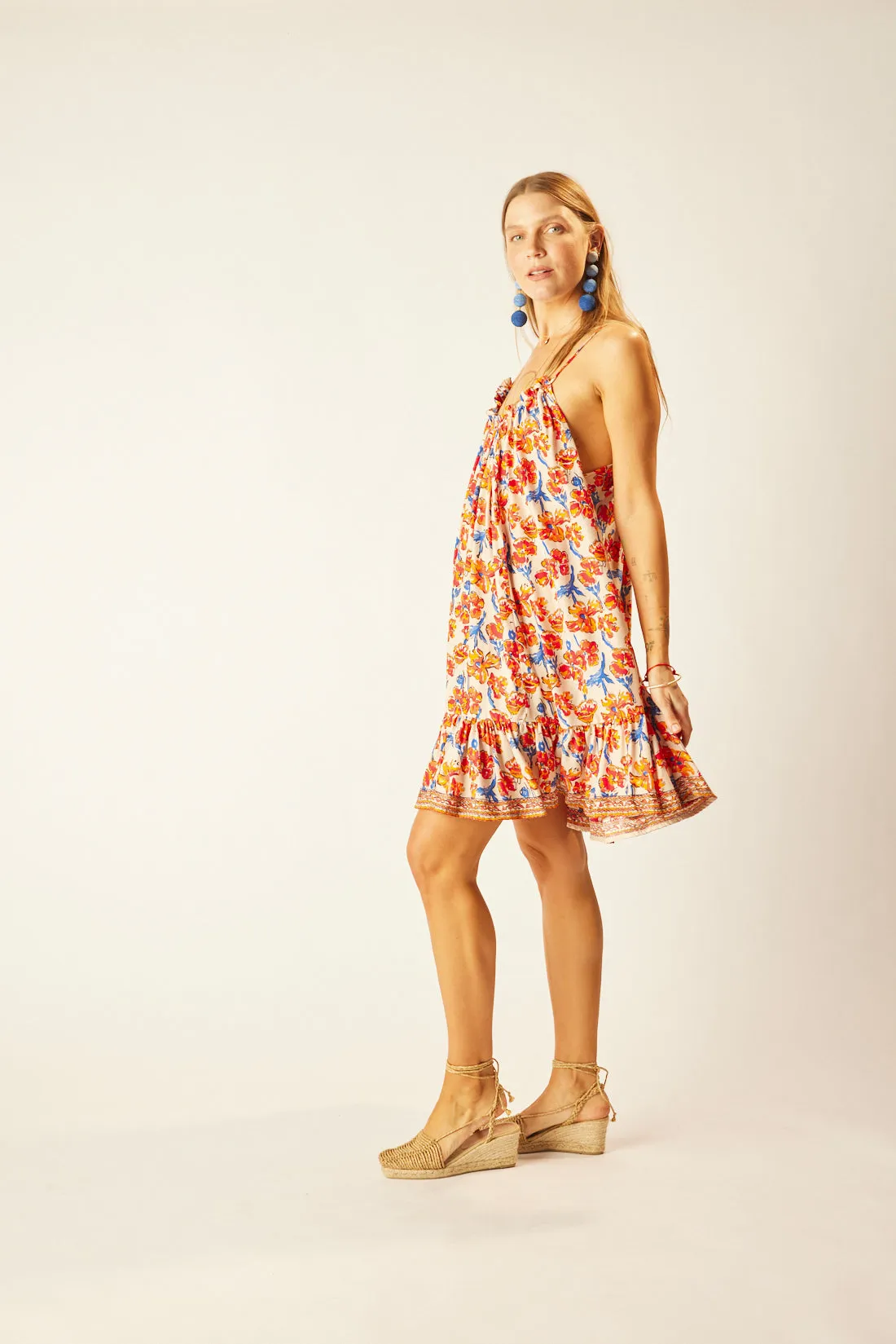 Jerusha mini dress in clementine silk