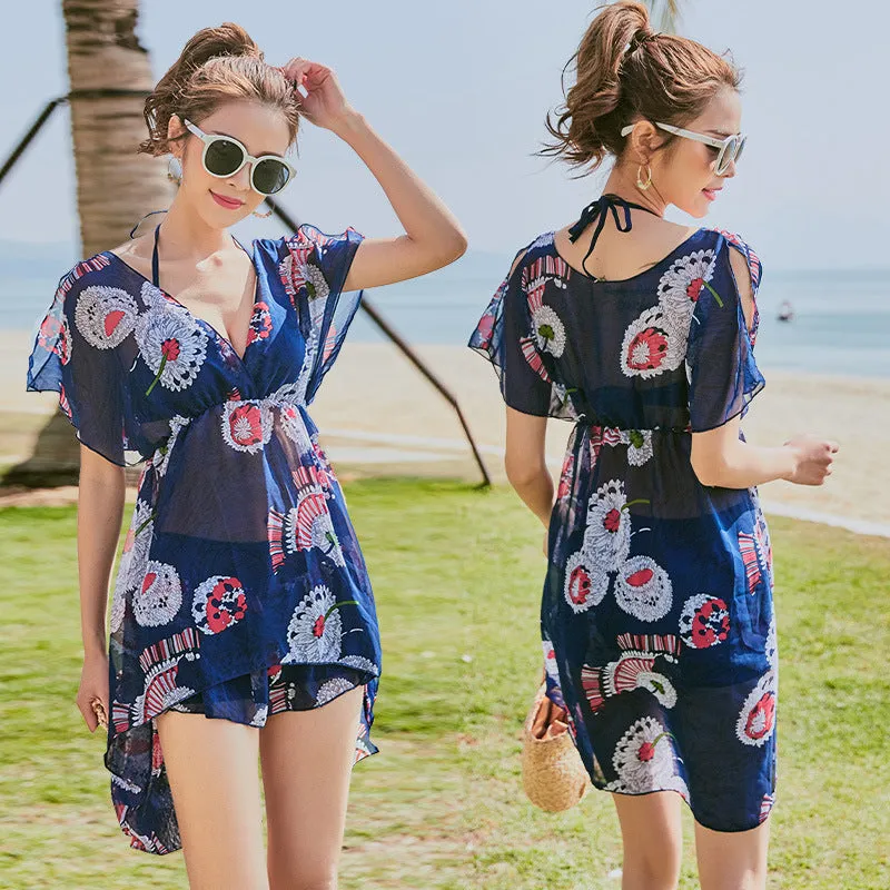 Korea Teens Swimsuit Two Piece Bikini Three-Piece Flattering Shorts Spa Women Swimwear
