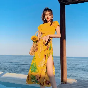 Korea Teens Swimsuit Two Piece Bikini Three-Piece Flattering Shorts Spa Women Swimwear