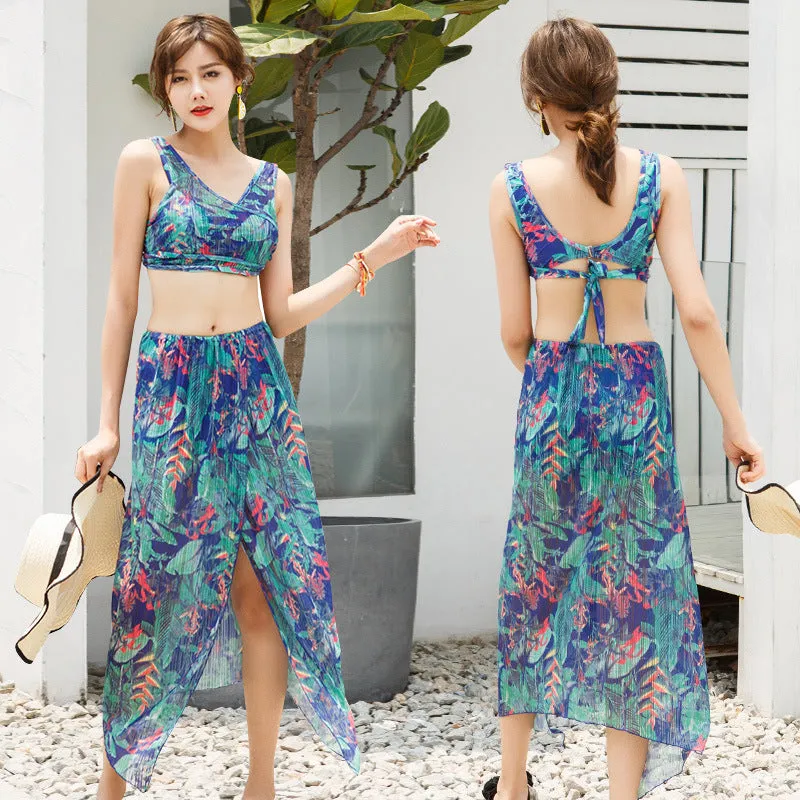 Korea Teens Swimsuit Two Piece Bikini Three-Piece Flattering Shorts Spa Women Swimwear