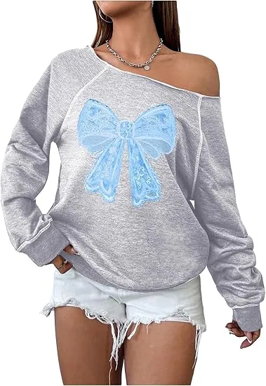Leopard Grey Fall Chic Off Shoulder Sweatshirt