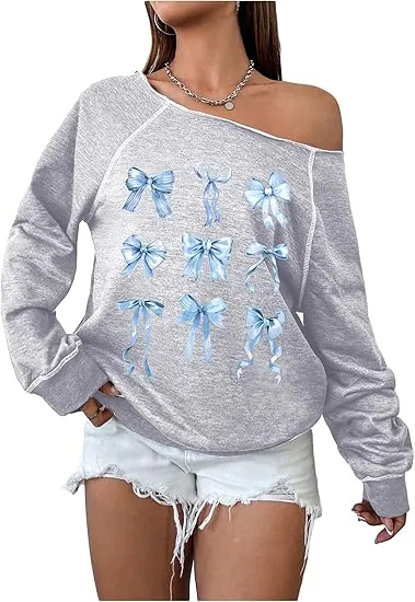 Leopard Grey Fall Chic Off Shoulder Sweatshirt