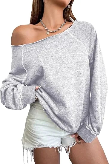 Leopard Grey Fall Chic Off Shoulder Sweatshirt
